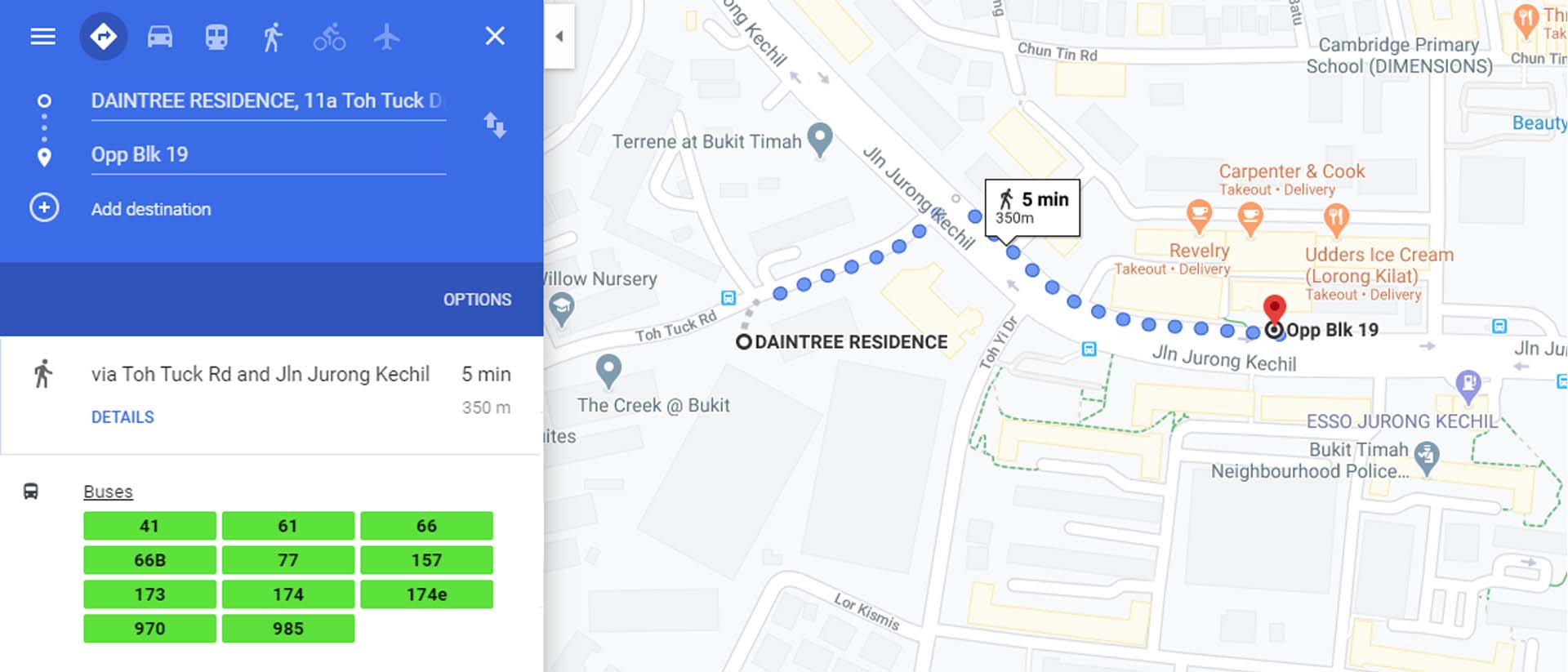 Daintree Residence Public Bus Services at Opposite Blk 19