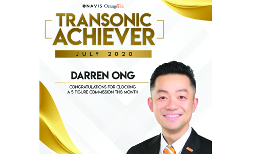 Darren Ong OrangeTee & Tie Property Agent +6593839588 July 2020 Transonic Award