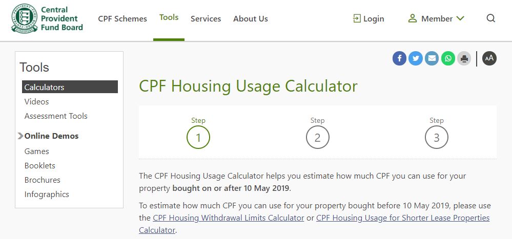 Maximum CPF Housing Usage Calculator