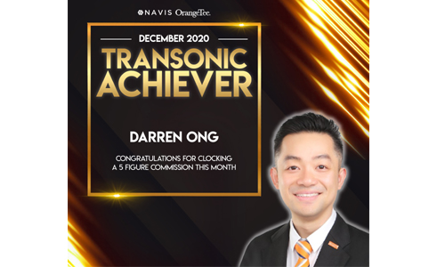 Darren Ong OrangeTee & Tie Property Agent +6593839588 December 2020 Transonic Award