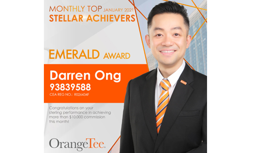 Darren Ong OrangeTee & Tie Property Agent +6593839588 January 2021 Emerald Award