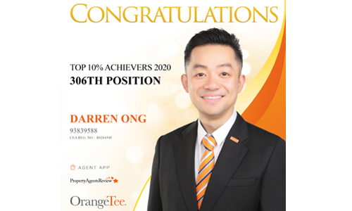 Darren Ong OrangeTee & Tie Property Agent +6593839588 2020 Ranking