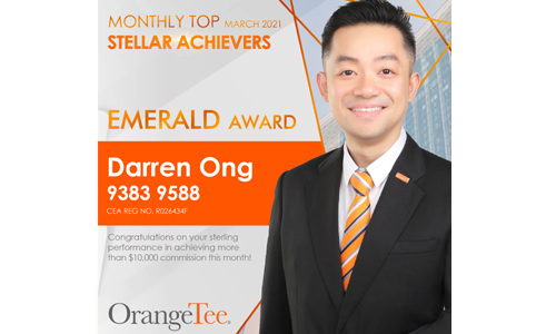 Darren Ong OrangeTee & Tie Property Agent +6593839588 March 2021 Emerald Award