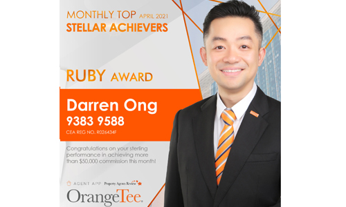 Darren Ong OrangeTee & Tie Property Agent +6593839588 April 2021 Ruby Award