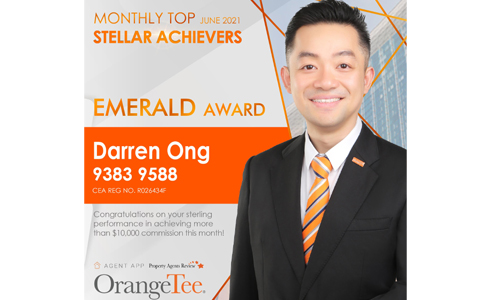 Darren Ong OrangeTee & Tie Property Agent +6593839588 June 2021 Emerald Award