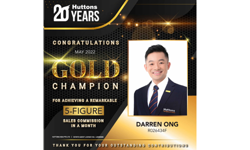 Darren Ong Singapore Property Agent May 22 Gold Award