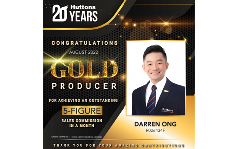 Darren Ong Singapore Property Agent Aug 22 Gold Award