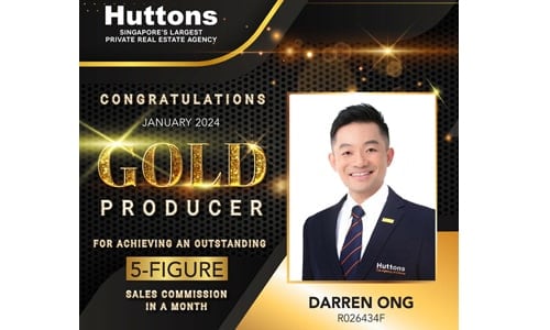 Darren Ong Singapore Property Agent Gold Award 58 - Jan 2024